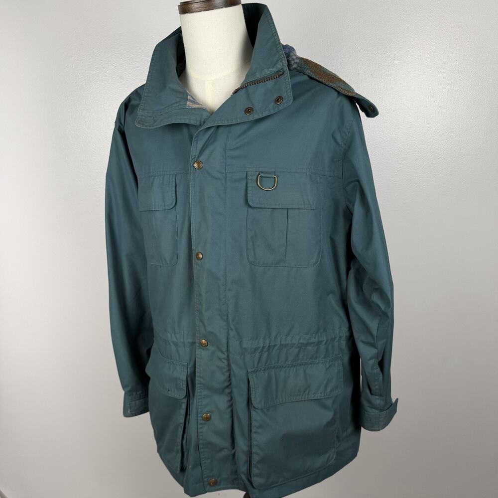 Vintage Eddie Bauer Mountain Parka Men’s Large Teal Wool Lined Hooded Jacket